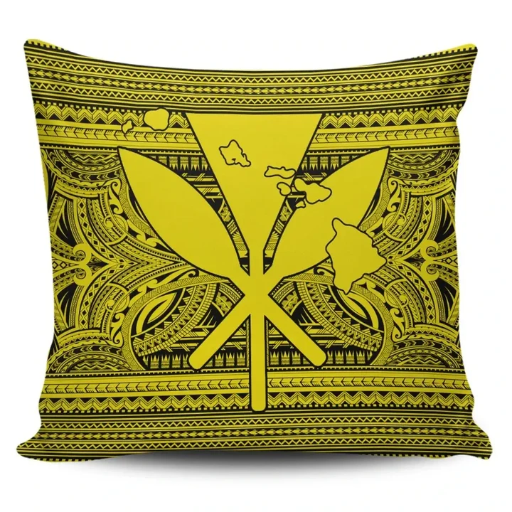 Alohawaii Home Set - Hawaiian Kanaka Polynesian Tribal Pillow Covers Reggae Color Yellow