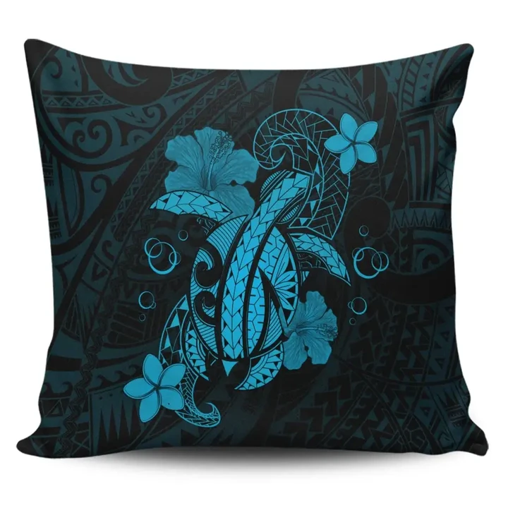 Alohawaii Home Set - Hawaii Turtle Flower Polynesian Pillow Covers - Turquoise