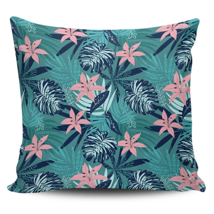 Alohawaii Home Set - Hawaii Pillow Cover Tropical Monstera Leaf Blue