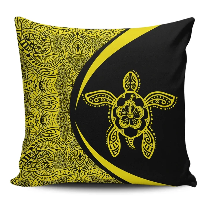 Alohawaii Home Set - Hawaii Turtle Polynesian Pillow Cover-Circle Style Yellow