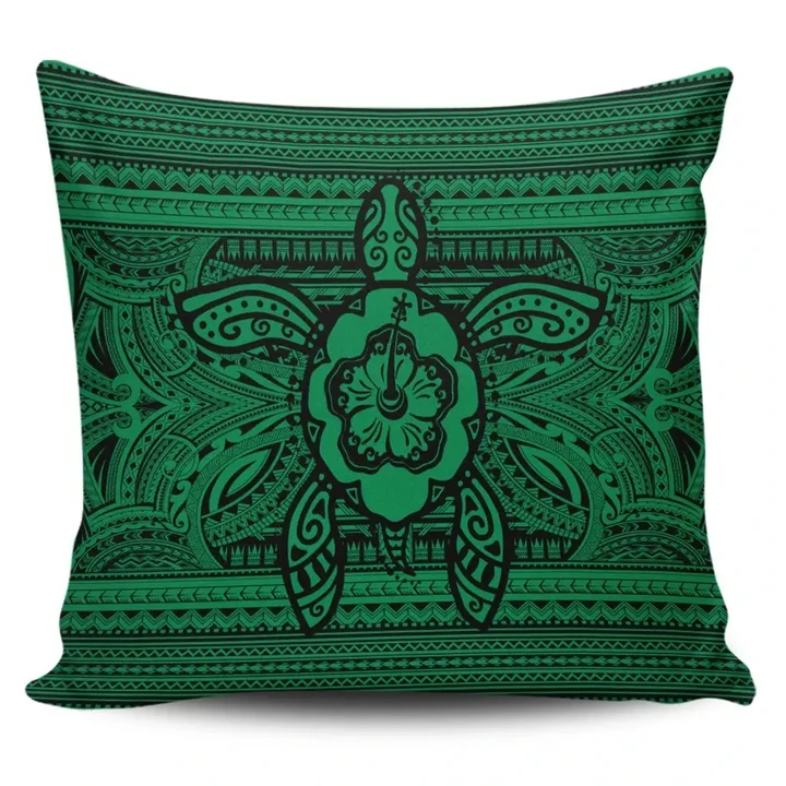 Alohawaii Home Set - Hawaiian Turtle Polynesian Tribal Pillow Covers Green