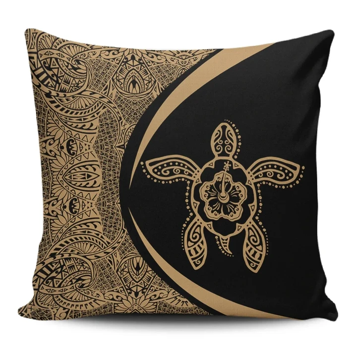 Alohawaii Home Set - Hawaii Turtle Polynesian Pillow Cover-Circle Style Gold