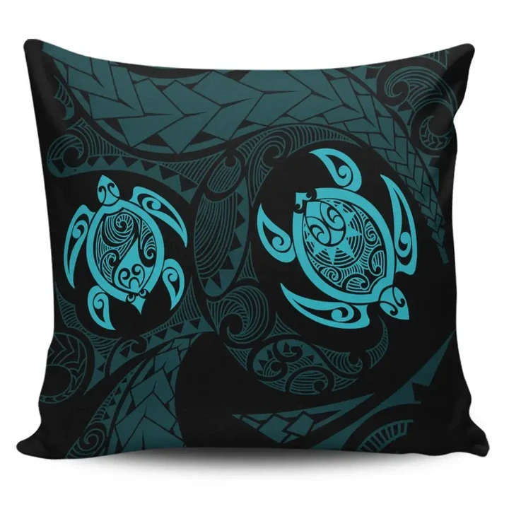Alohawaii Home Set - Hawaiian Two Turtle Polynesian Pillow Covers Blue