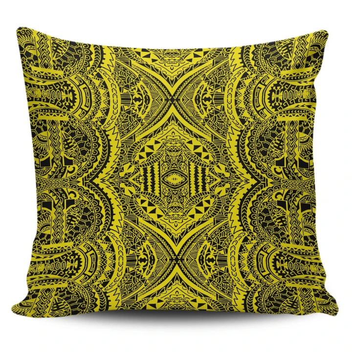Alohawaii Home Set - Hawaii Pillow Case Polynesian Symmetry Yellow