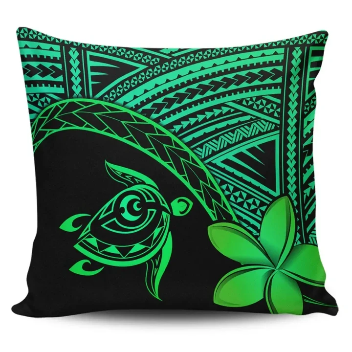 Alohawaii Home Set - Hawaiian Turtle Plumeria Kakau Polynesian Quilt Pillow Covers Neo Green
