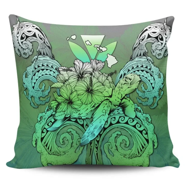 Alohawaii Home Set - Hawaii Turtle Wave Polynesian Pillow Covers - Hey Style Green