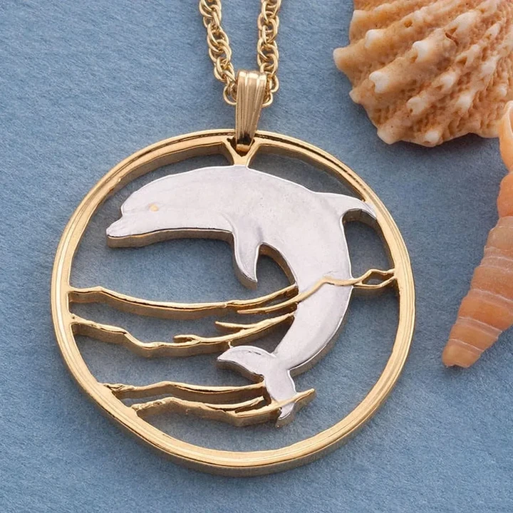 Russian Coin Dolphin Pendant and Necklace -  AH J4 - Alohawaii