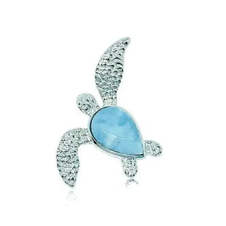 Sea Turtle Pendant with Rhodium Bead Chain - AH - J7 - Alohawaii