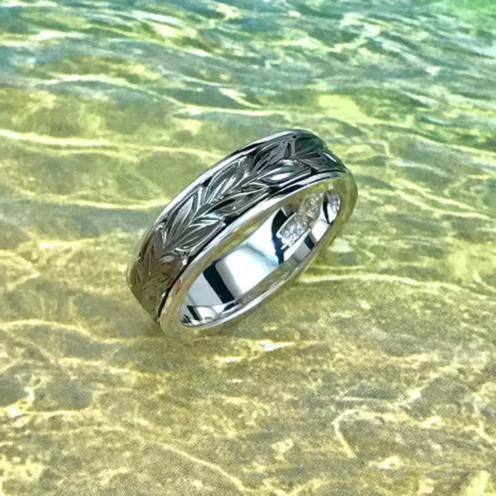 Sterling Silver Hawaiian Black Rhodium Two Toned Ring -AH- J7 - Alohawaii