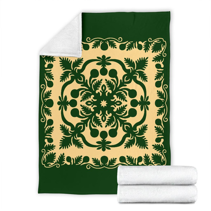 Hawaiian Premium Blanket Royal Pattern - Emerald Green - AH - J2 - Alohawaii