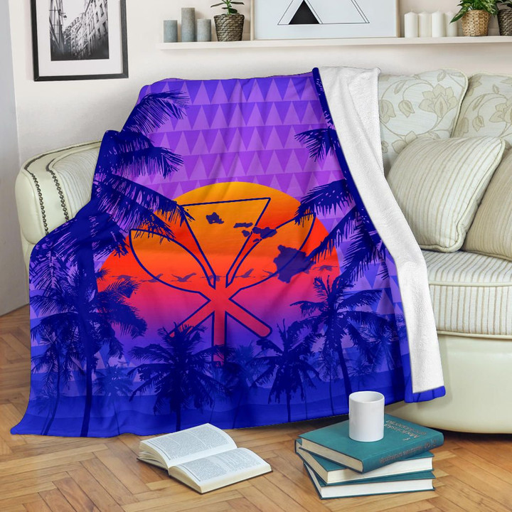Alohawaii Blanket - Hawaii Summer Sunset Kanaka Kakau Premium Blanket
