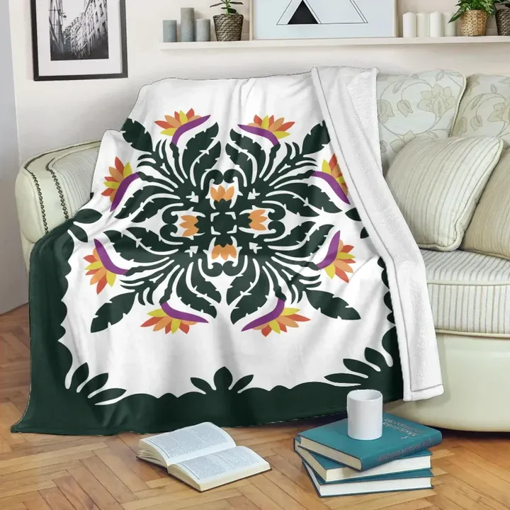 Alohawaii Blanket - Hawaiian Quilt Paradise Flowers Premium Blanket
