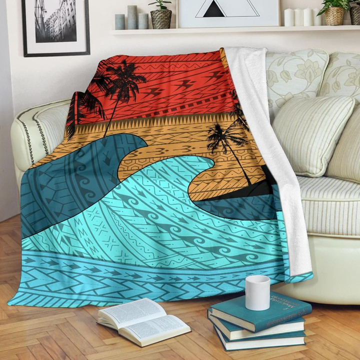 Alohawaii Blanket - Hawaii Polynesian Sun Down Premium Blanket