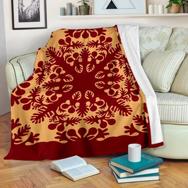 Alohawaii Blanket - Hawaii Pattern Red Premium Blanket