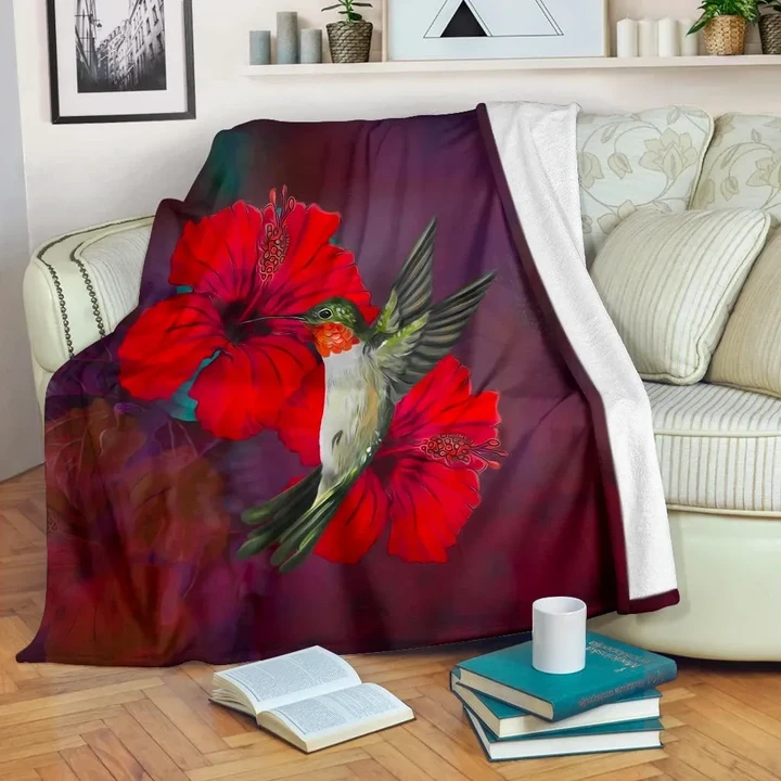 Alohawaii Blanket - Hawaii Hibiscus And Bird Premium Blanket