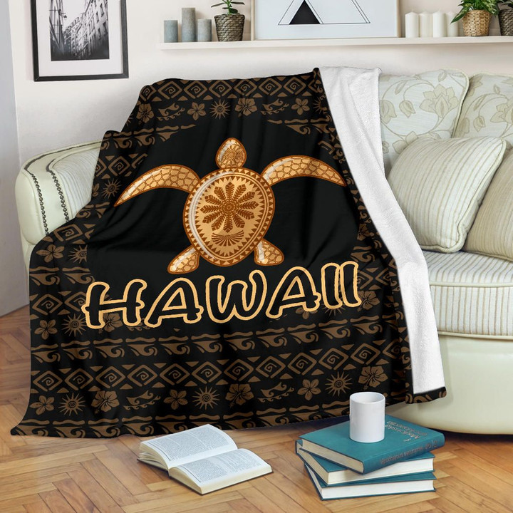 Alohawaii Blanket - Hawaii Turtle Golden Premium Blankets