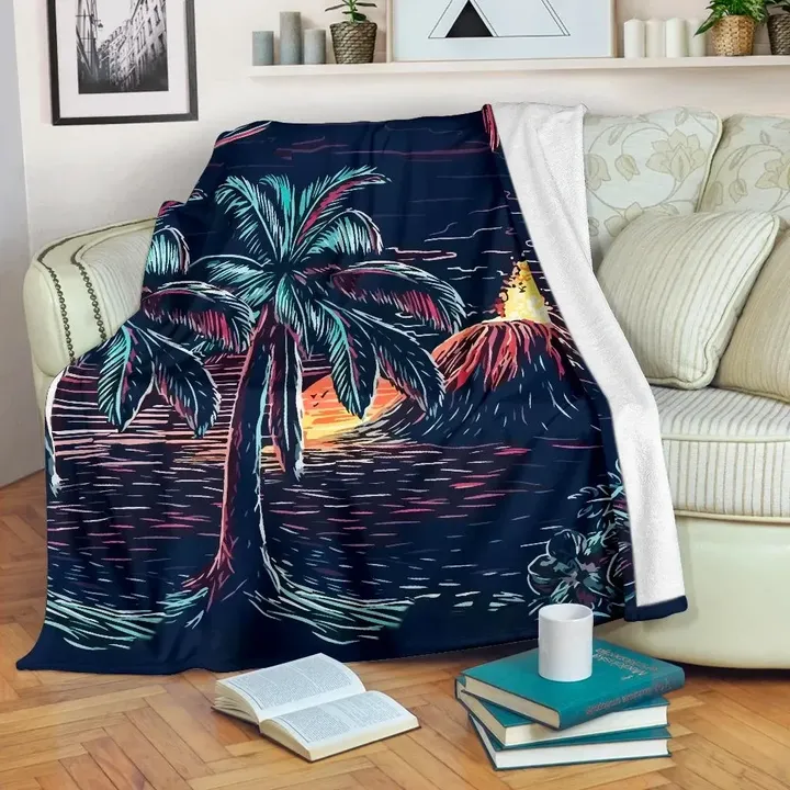 Alohawaii Blanket - Hawaii Palm Premium Blanket