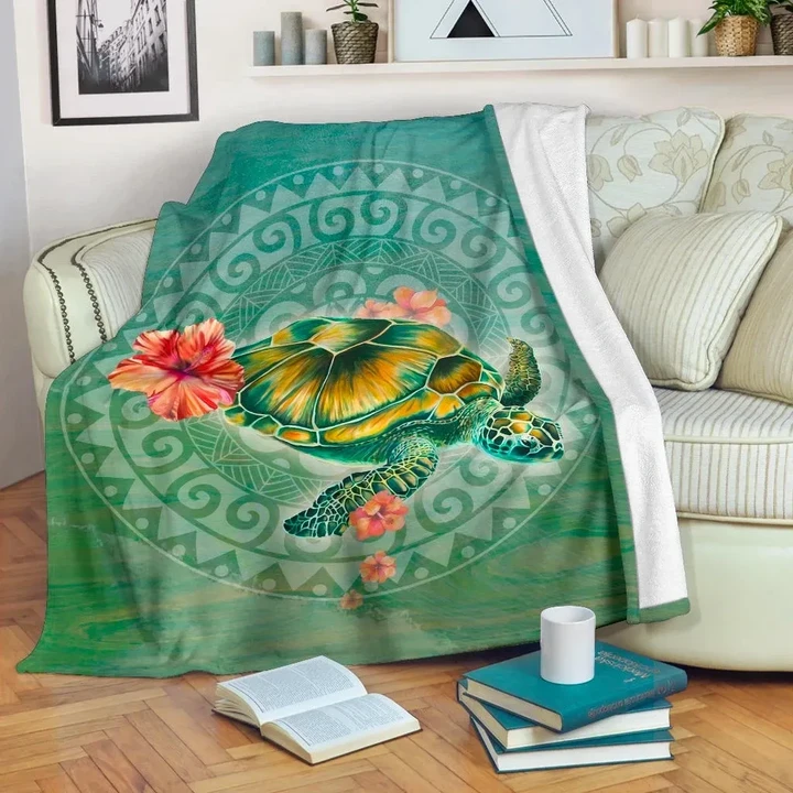 Alohawaii Blanket - Circle Turtle Premium Blanket