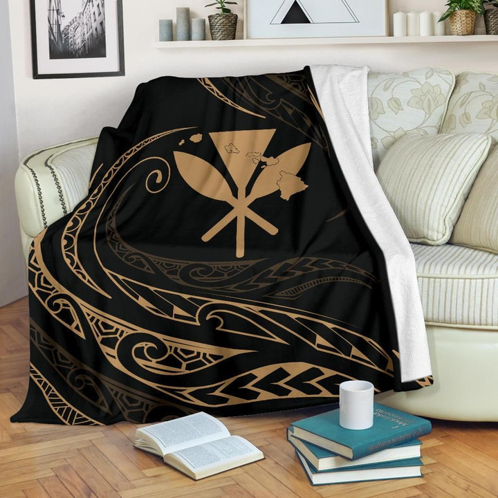 Alohawaii Blanket - Kanaka Premium Blanket - Gold - Frida Style