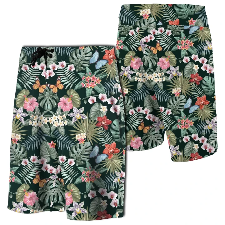 Alohawaii Short - Tropical Plumeria Pattern With Palm Leaves Board Shorts