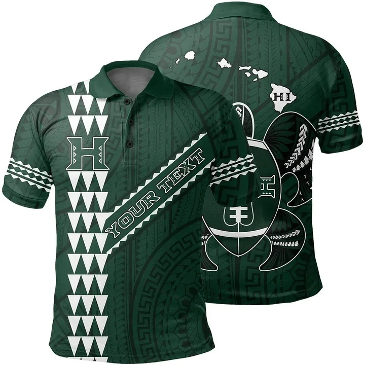 (Personalized) Hawaii Kakau Warrior Polynesian Football Polo Shirt - Green - AH - J6 - Alohawaii