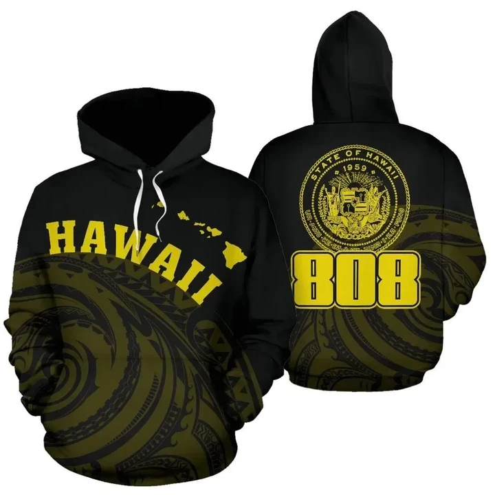 Alohawaii Clothing, Hoodie Hawaii Polynesia Yellow, Tatau Style | Alohawaii.co