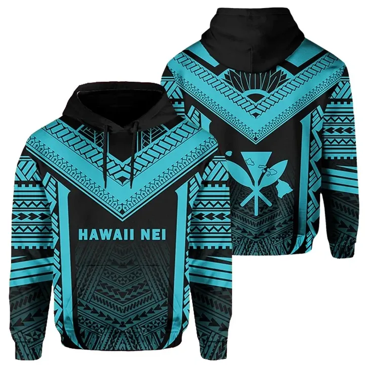 Alohawaii Clothing, Hoodie Hawaii Kanaka Polynesian Active Blue | Alohawaii.co