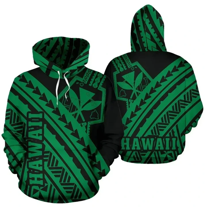 Alohawaii Clothing - Hoodie Hawaii Kanaka Polynesian - Poly Style Green - AH - J1