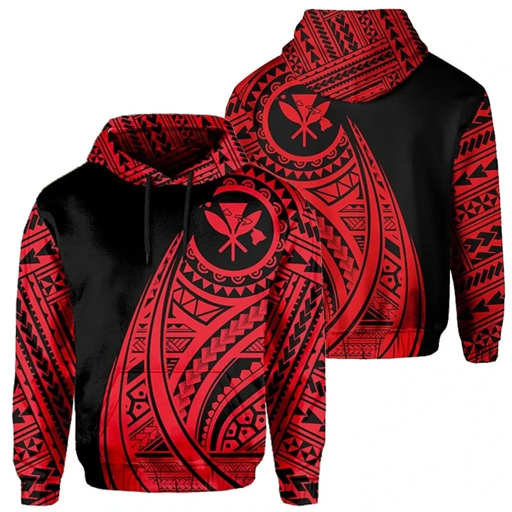 Alohawaii Clothing - Hoodie Hawaii Kanaka Polynesian Tatoo Style Red - AH - J71
