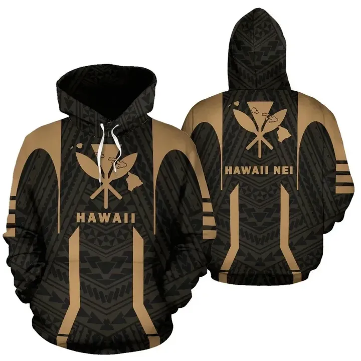 Alohawaii Clothing - Hoodie Hawaii Kanaka Polynesian Gold - AH - J7