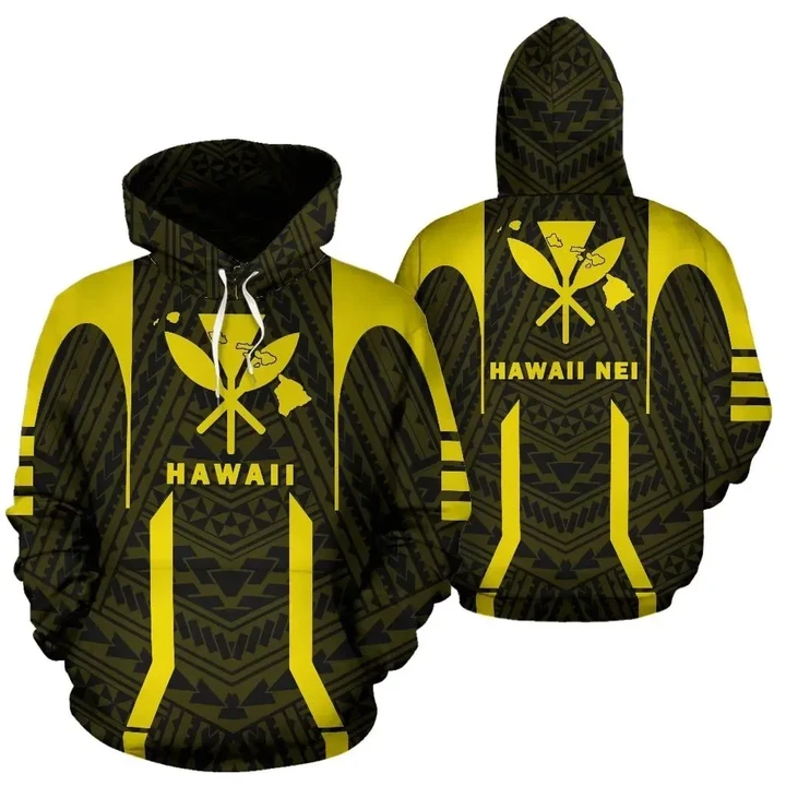 Alohawaii Clothing, Hoodie Hawaii Kanaka Polynesian Yellow | Alohawaii.co