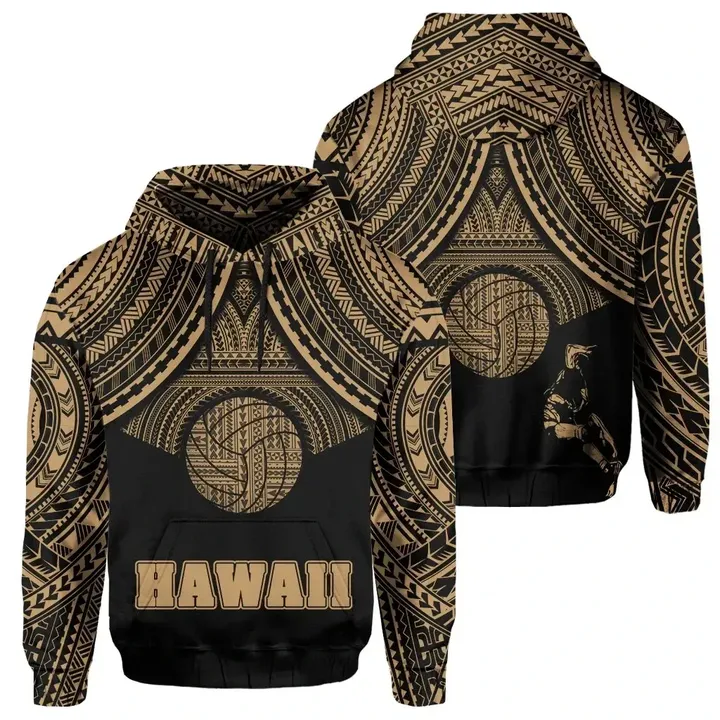 Alohawaii Clothing, Hoodie Polynesian Volleyball Hawaii, Gold | Alohawaii.co