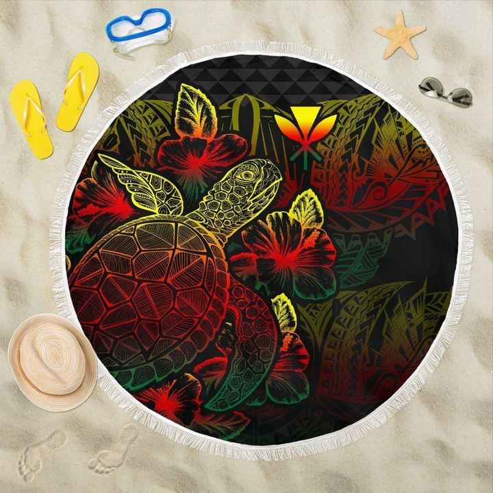 Alohawaii Blanket - Hawaii Beach Blanket Turtle Hibiscus Reggae | Alohawaii.co