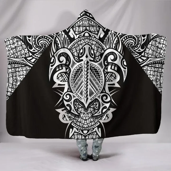 Alohawaii Clothing - Hooded Blanket Hawaii Turtle Polynesian White Armor Style | Alohawaii.co