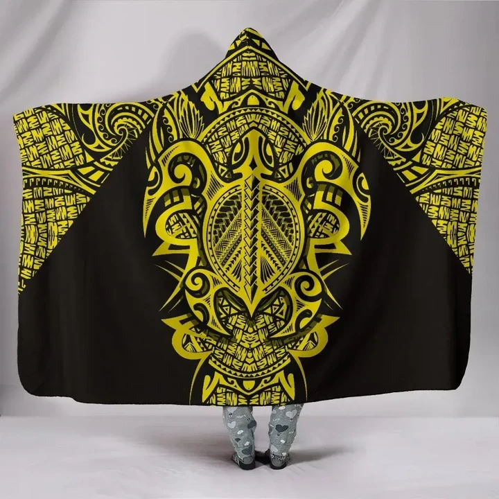 Alohawaii Clothing - Hooded Blanket Hawaii Turtle Polynesian Yellow Armor Style | Alohawaii.co