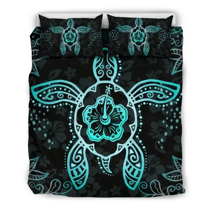 Alohawaii Bedding Set - Cover and Pillow Cases Hawaiian Turtle And Hibiscus Polynesian | Alohawaii.co