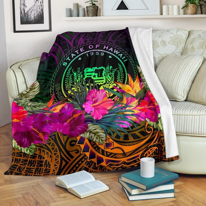 Alohawaii Blanket - Polynesian Hawaii Premium Blanket - Summer Hibiscus | Alohawaii.co