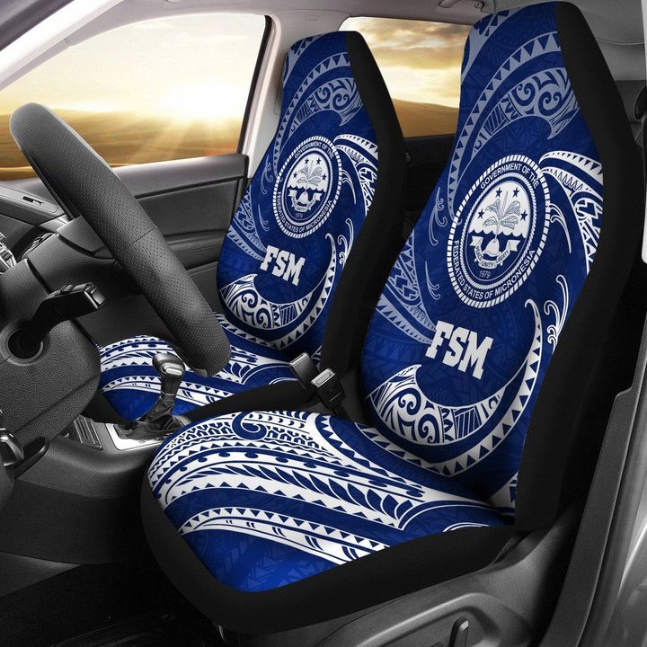 Alohawaii Accessories Car Seat Covers, Federated States of Micronesia, Blue Tribal Wave | Alohawaii.co
