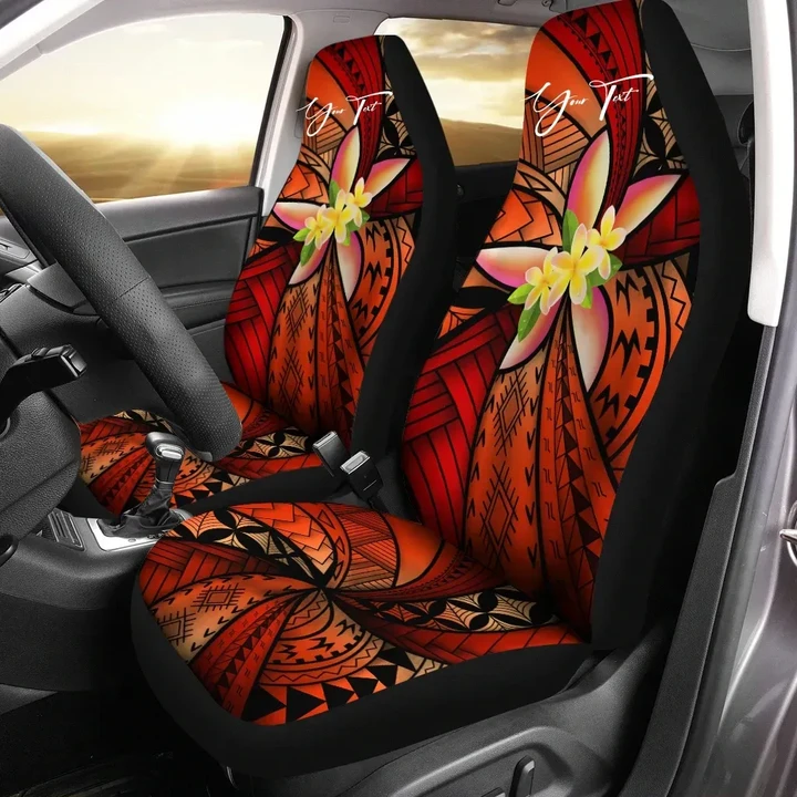Alohawaii Accessories Car Seat Covers, (Custom) Polynesian Plumeria Red Personal Signature | Alohawaii.co