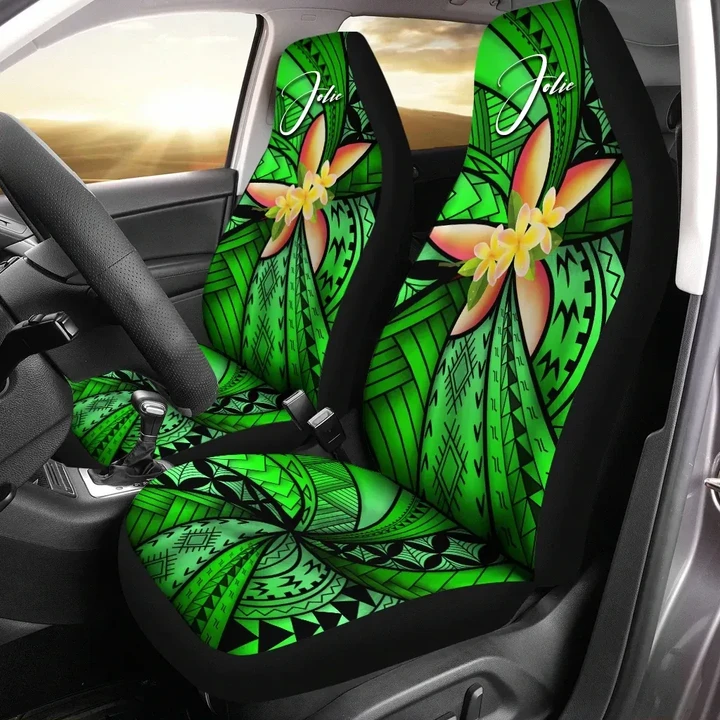 Alohawaii Accessories Car Seat Covers, (Custom) Polynesian Plumeria Green Personal Signature | Alohawaii.co