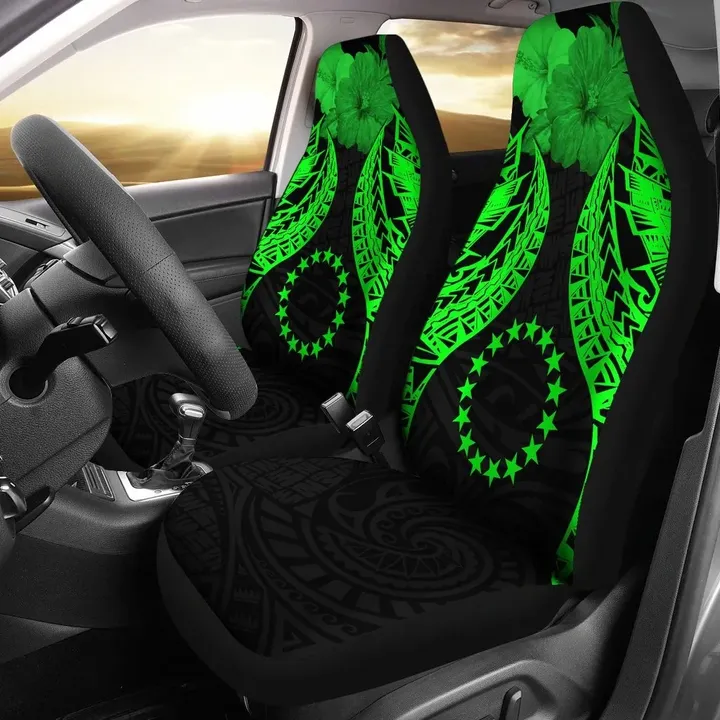 Alohawaii Accessories Car Seat Covers, Cook islands Polynesian Pride Seal And Hibiscus Green | Alohawaii.co