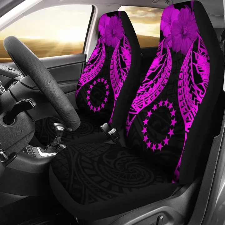 Alohawaii Accessories Car Seat Covers, Cook islands Polynesian Pride Seal And Hibiscus Pink | Alohawaii.co