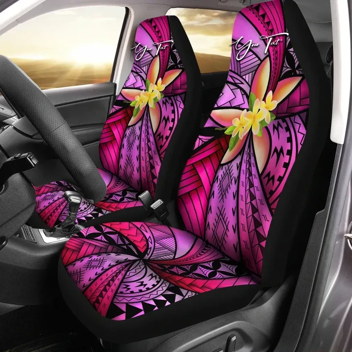 Alohawaii Accessories Car Seat Covers, (Custom) Polynesian Plumeria Pink Personal Signature | Alohawaii.co