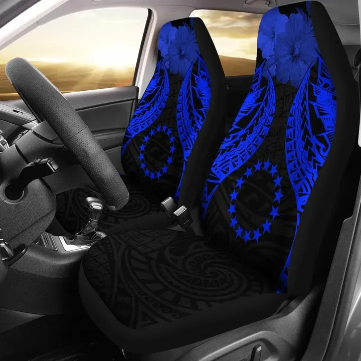 Alohawaii Accessories Car Seat Covers, Cook islands Polynesian Pride Seal And Hibiscus Blue | Alohawaii.co