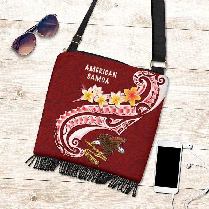 Alohawaii Handbag, American Samoa Crossbody Boho Handbag, AS Seal  Polynesian Patterns Plumeria | Alohawaii.co