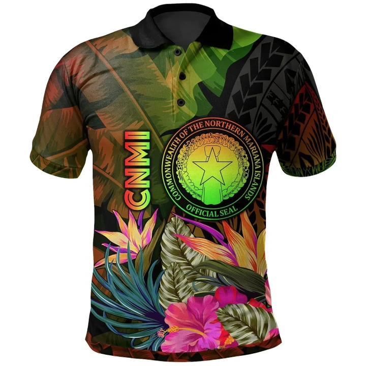 Alohawaii Shirt, Polo Shirt Polynesian Hibiscus Northern Mariana Islands Polynesian Hibiscus and Banana Leaves | Alohawaii.co