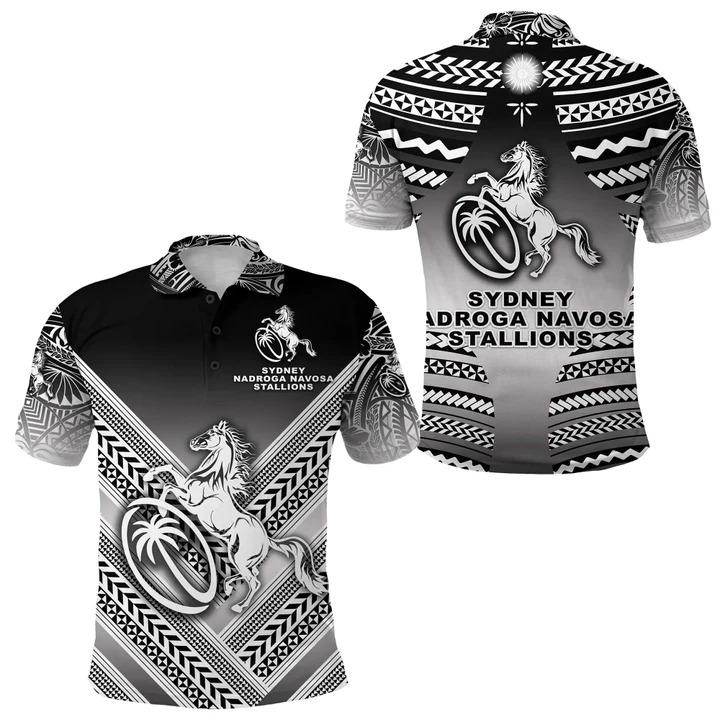 Alohawaii Shirt, Polo Shirt Polynesian Hibiscus Fiji Rugby Sydney Nadroga Navosa Stallions Creative Style, Gradient Black | Alohawaii.co