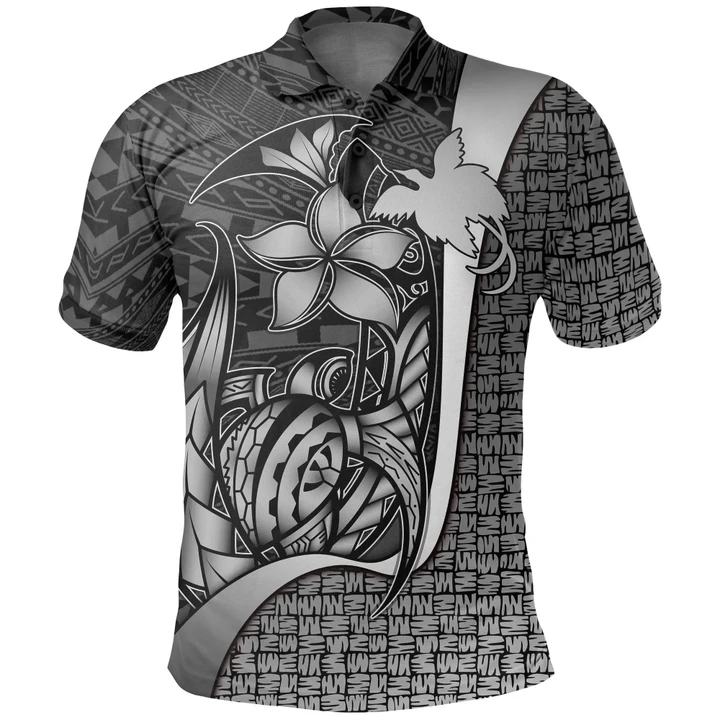 Alohawaii Shirt, Polo Shirt Polynesian Hibiscus Papua New Guinea White, Turtle with Hook | Alohawaii.co