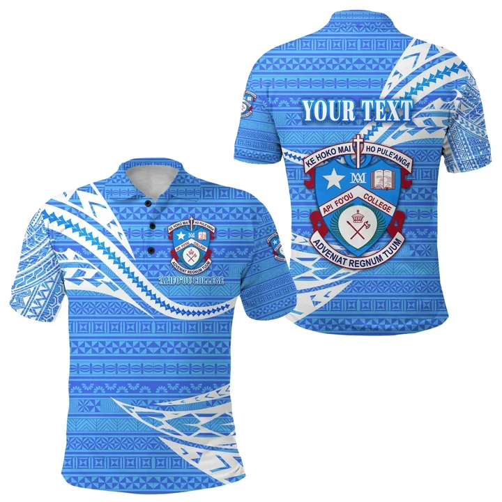 Alohawaii Shirt, Polo Shirt Polynesian Hibiscus (Custom Personalised) Apifoou College Tonga Unique Version Blue | Alohawaii.co
