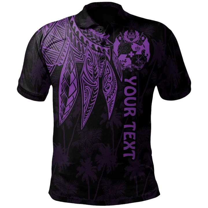 Alohawaii Shirt, Polo Shirt Polynesian Hibiscus Tonga Personalised, Polynesian Wings (Purple) | Alohawaii.co